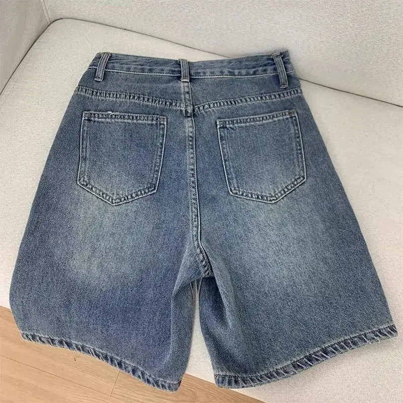 Wide Leg Denim Shorts — Women