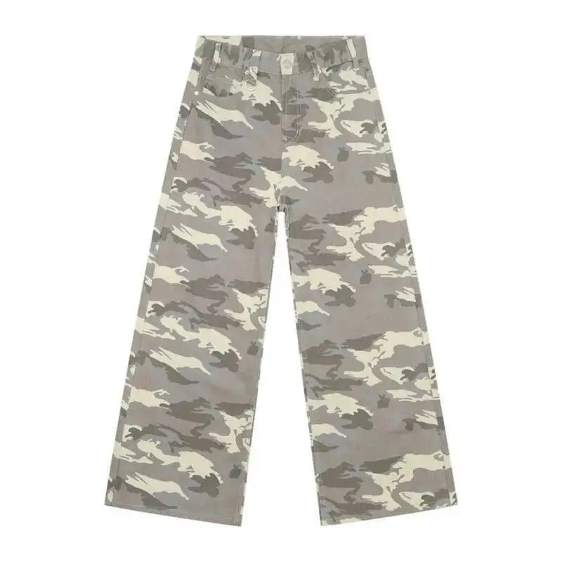 Camo Print Wide Leg Jeans