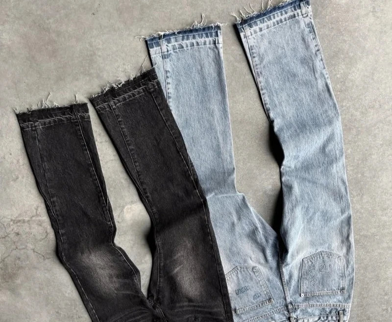 Y2K Gothic Fringe Flare Jeans