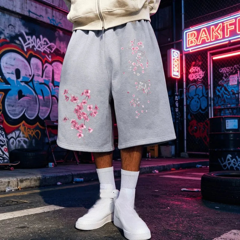 Peach Blossom Print Sport Shorts