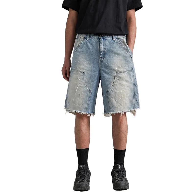 Ink Splash Denim Shorts