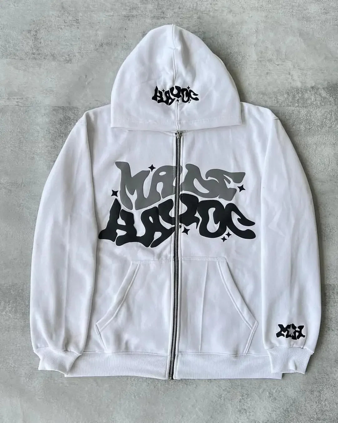 Retro American Letter Zip Hoodie