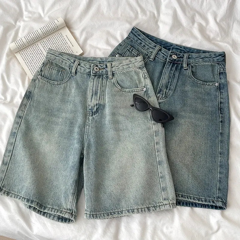 Retro High Waist Denim Shorts