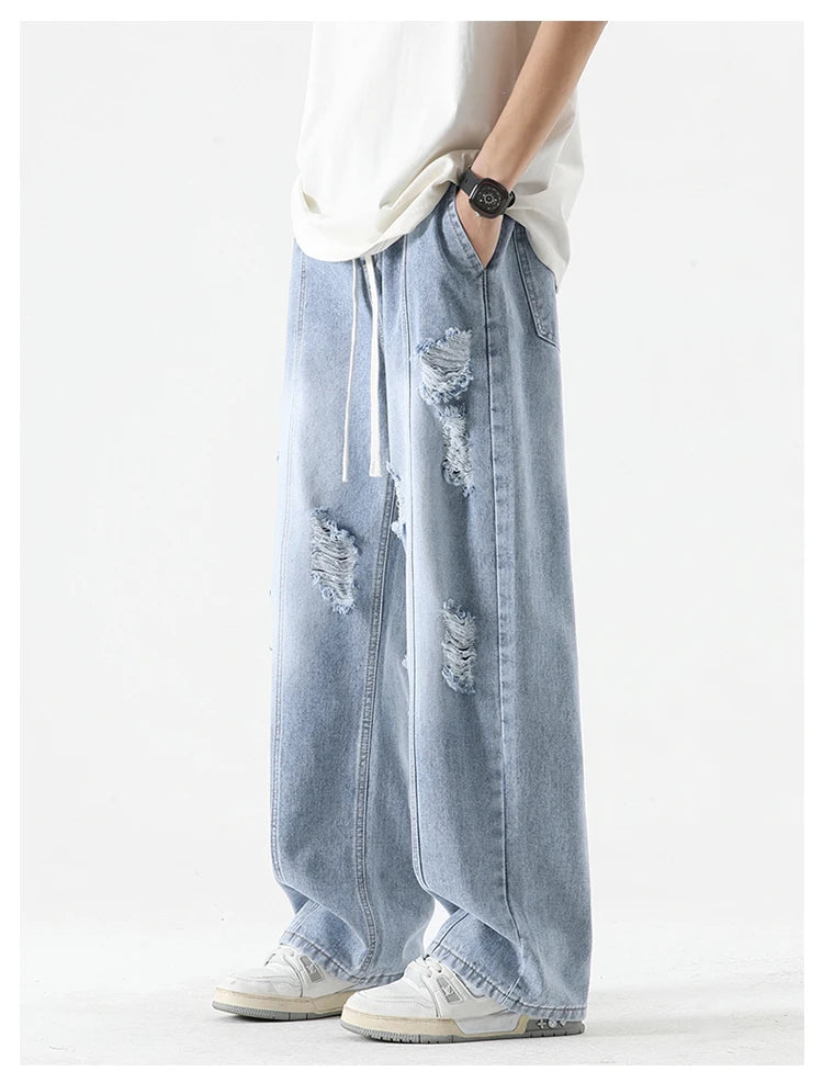 Vintage Ripped Straight Leg Jeans