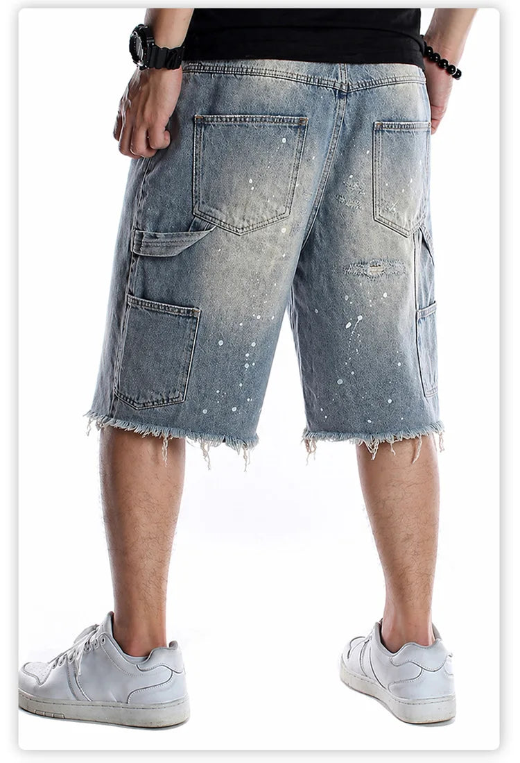 Ink Splash Denim Shorts
