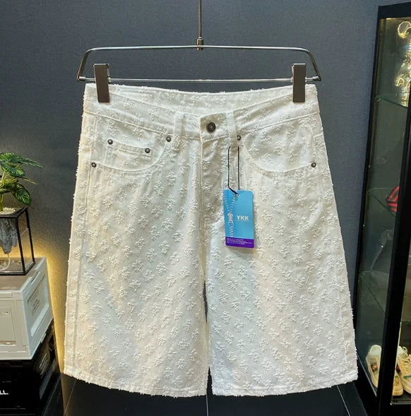 American Style Jacquard Denim Shorts