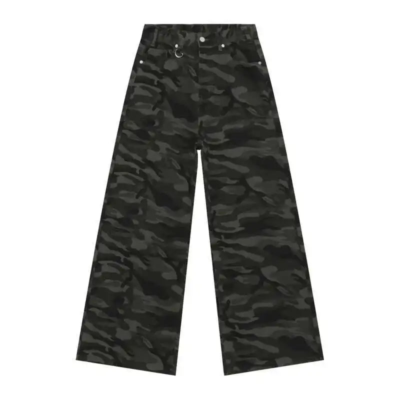 Camo Print Wide Leg Jeans