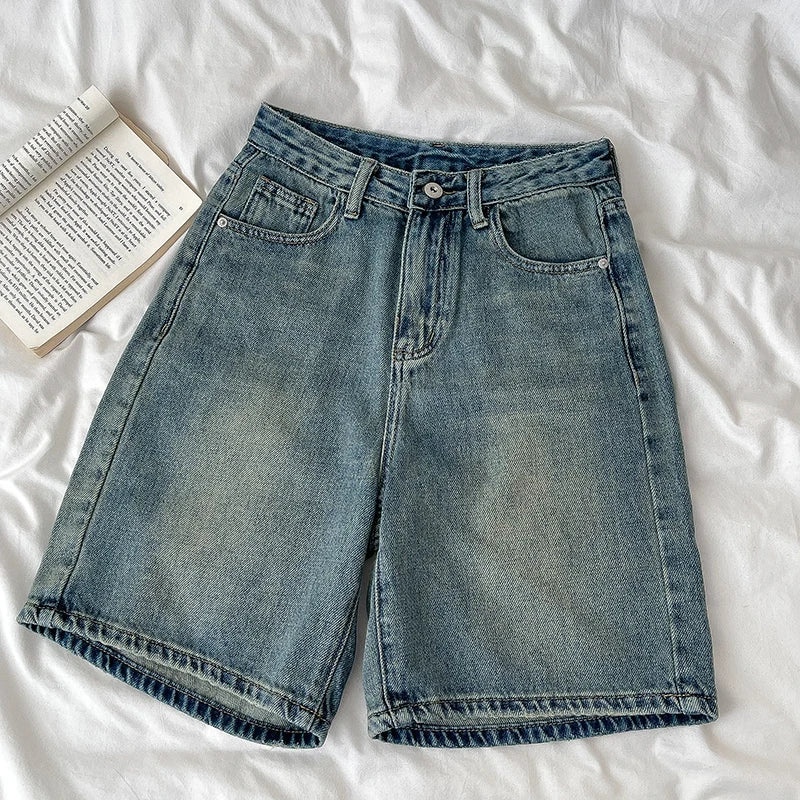 Retro High Waist Denim Shorts