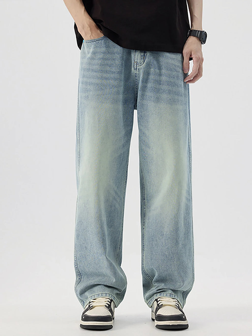 Retro Straight Wash Denim Jeans