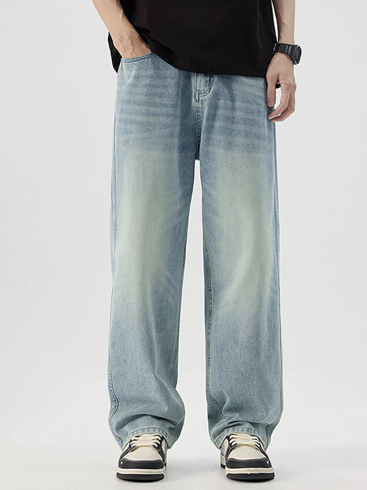 Retro Straight Wash Denim Jeans