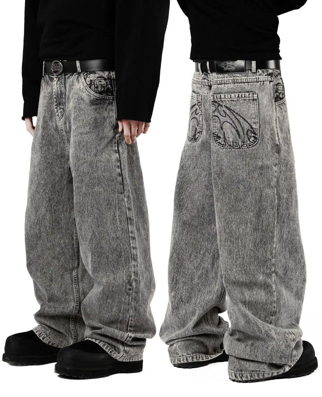 Retro 90s Embroidered Street Jeans