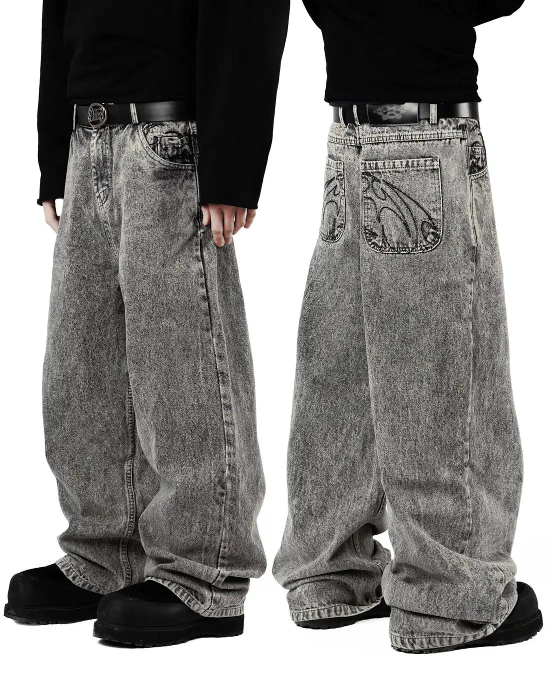 Retro 90s Embroidered Street Jeans
