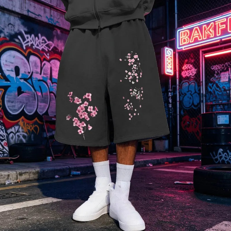 Peach Blossom Print Sport Shorts