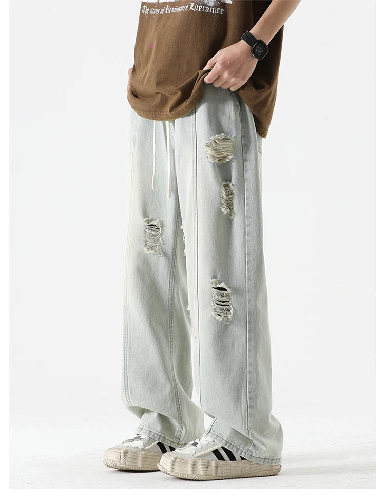Vintage Ripped Straight Leg Jeans