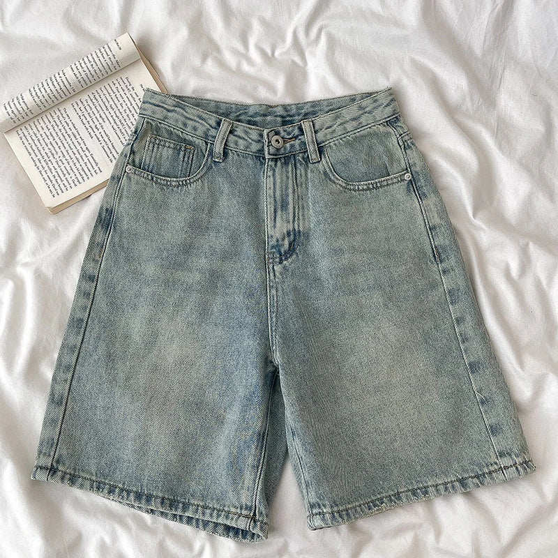 Retro High Waist Denim Shorts