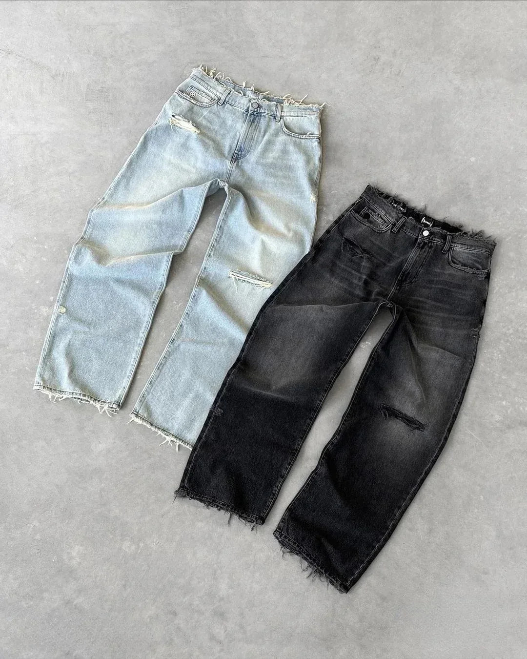 Ripped Straight Wash Jeans