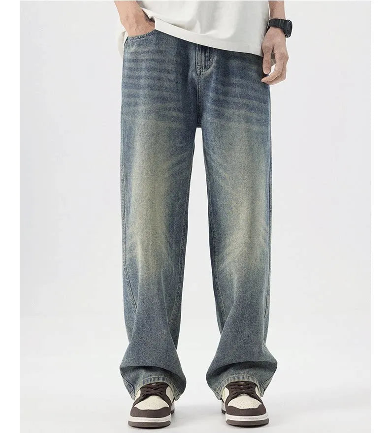 Retro Straight Wash Denim Jeans