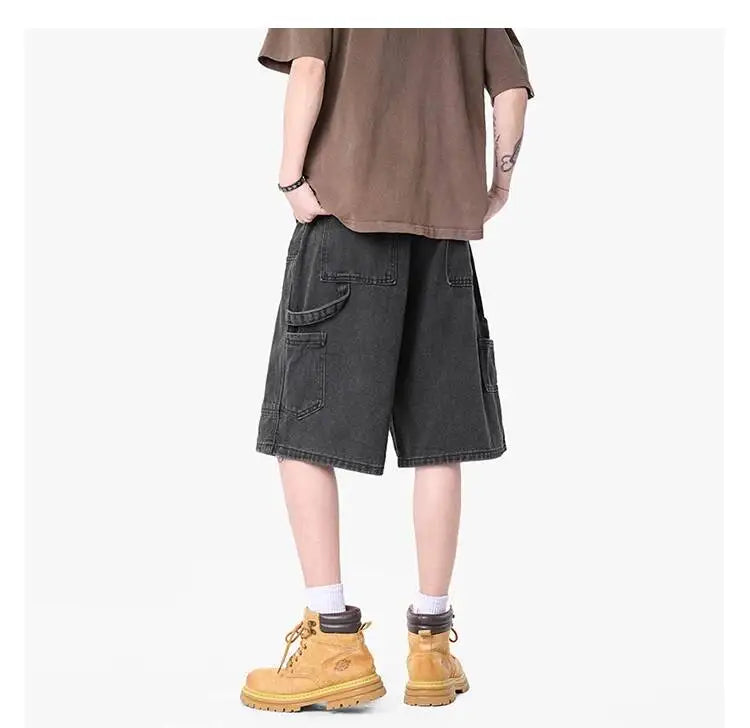 Cargo Wide Leg Denim Shorts