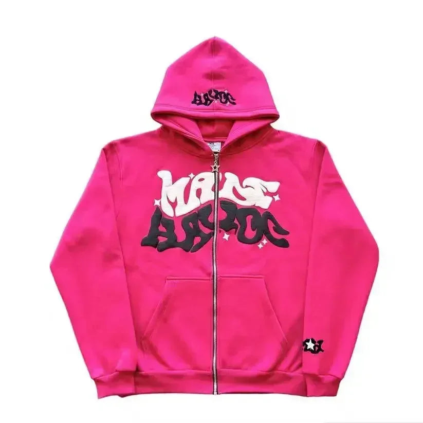 Retro American Letter Zip Hoodie