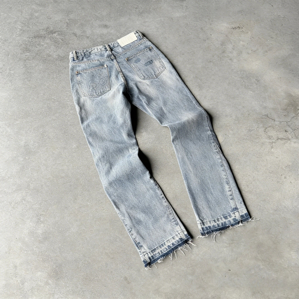 Y2K Gothic Fringe Flare Jeans