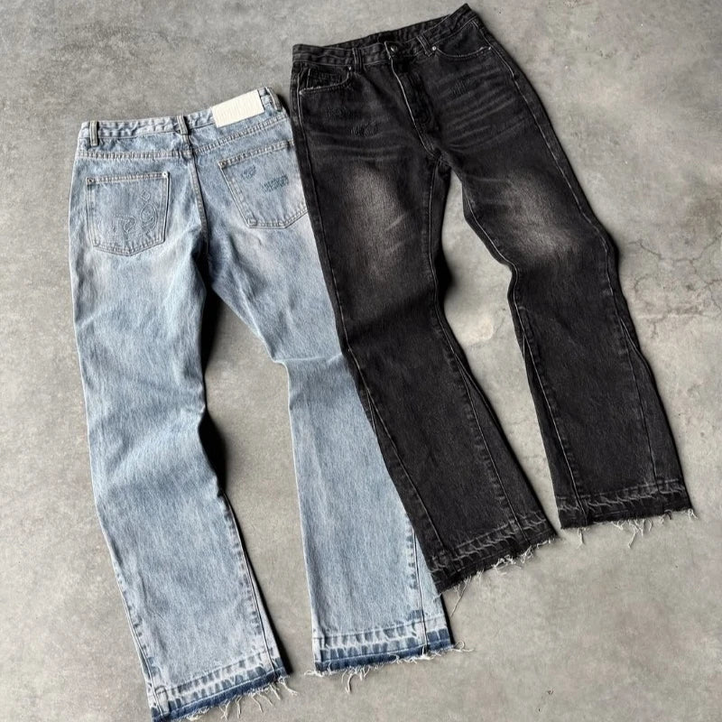 Y2K Gothic Fringe Flare Jeans
