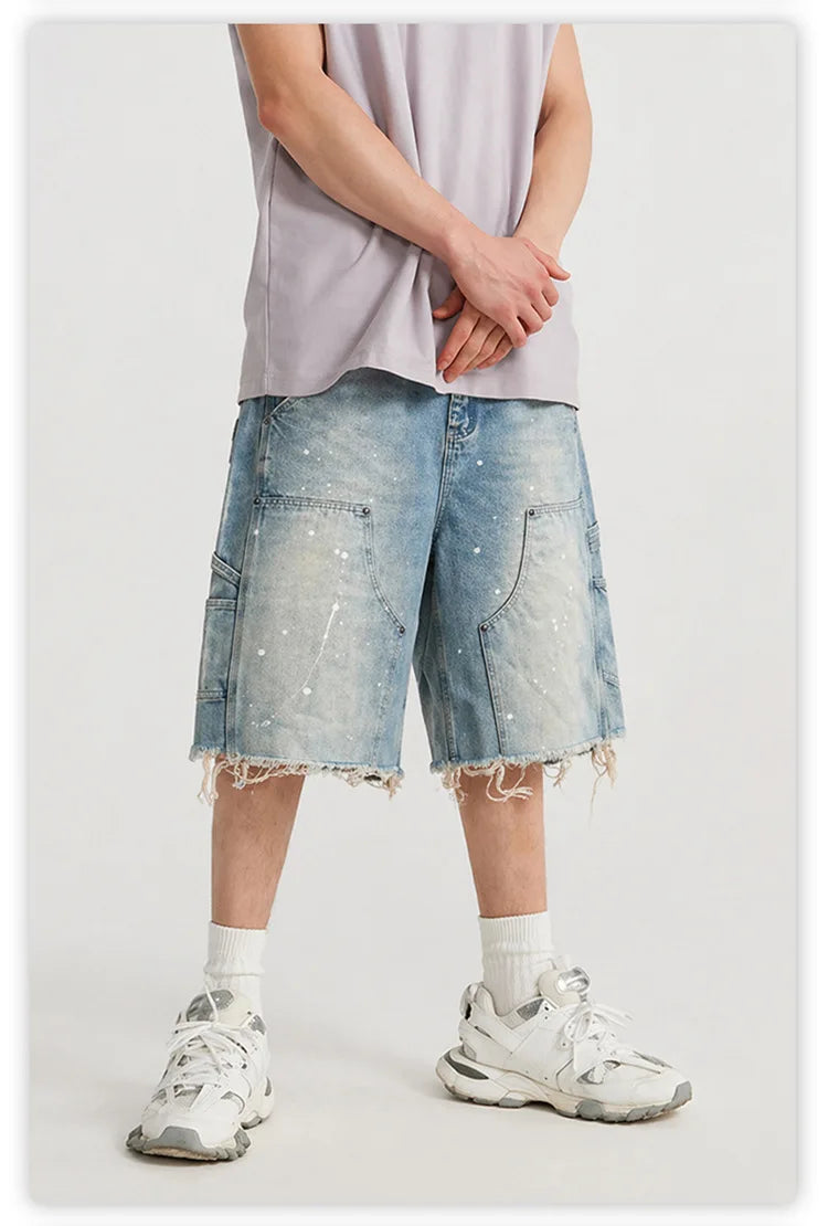 Ink Splash Denim Shorts