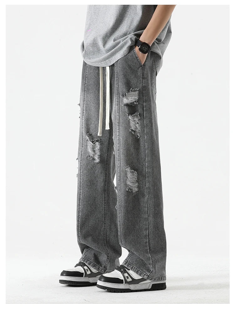Vintage Ripped Straight Leg Jeans