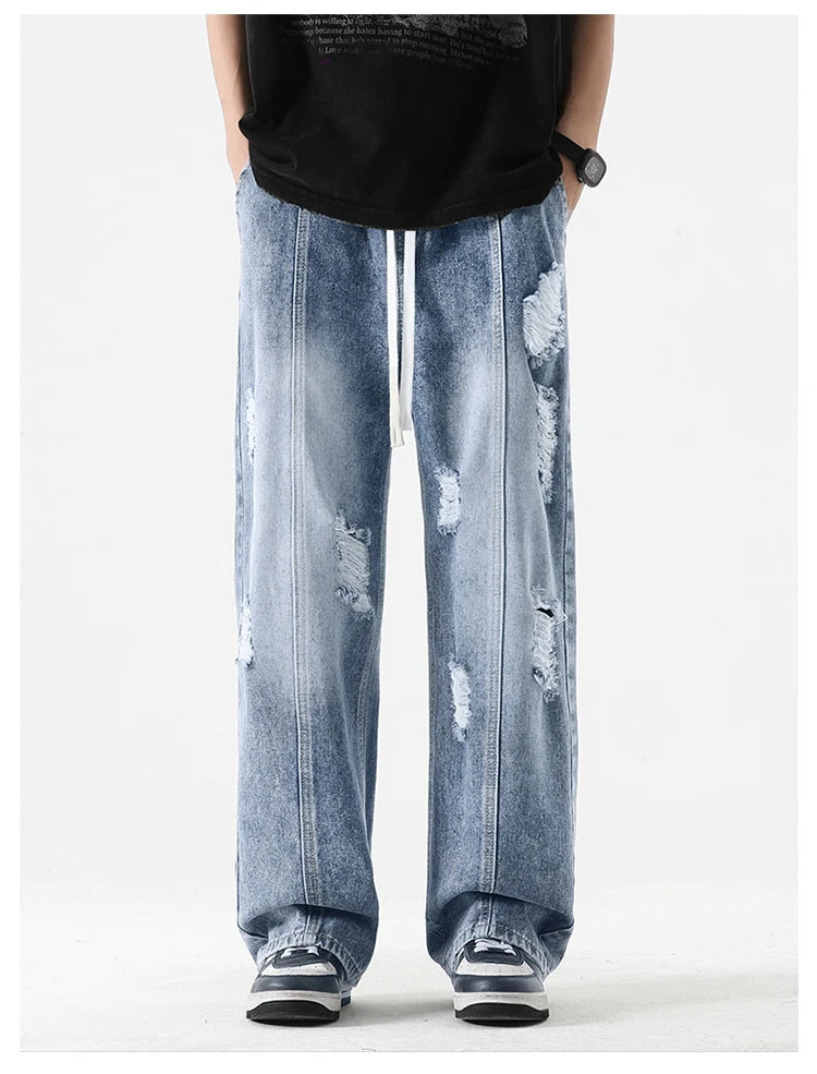 Vintage Ripped Straight Leg Jeans