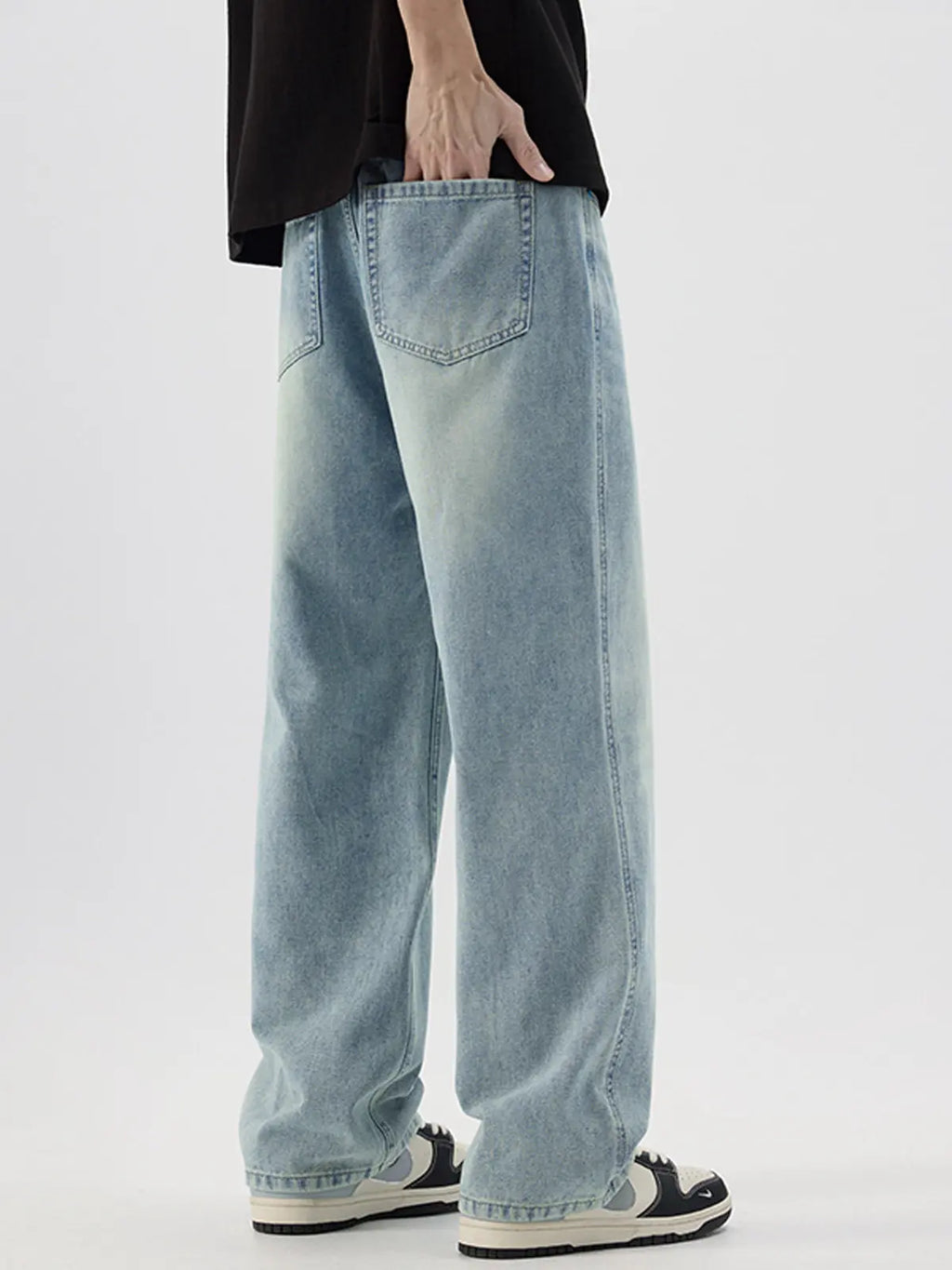 Retro Straight Wash Denim Jeans
