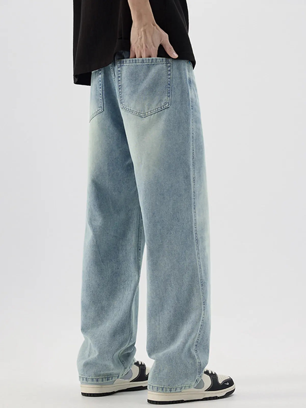 Retro Straight Wash Denim Jeans