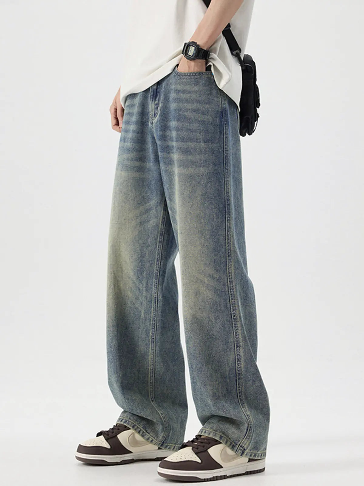 Retro Straight Wash Denim Jeans