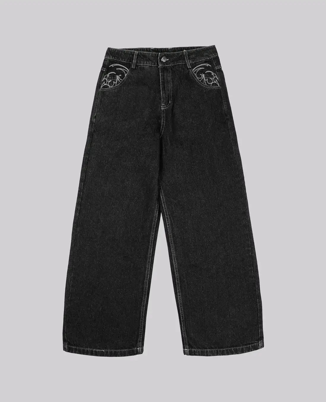 Retro 90s Embroidered Street Jeans