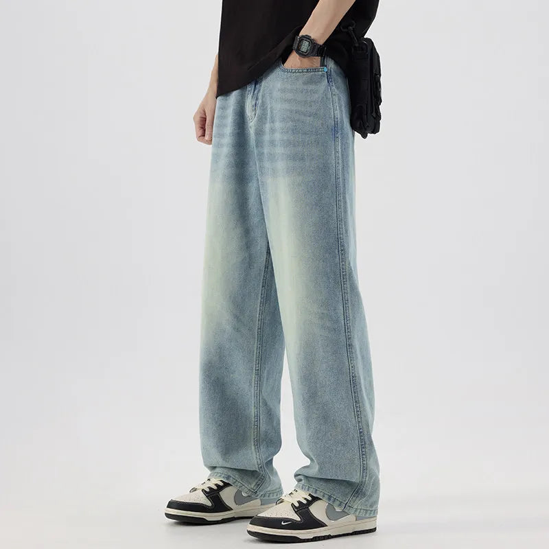 Retro Straight Wash Denim Jeans