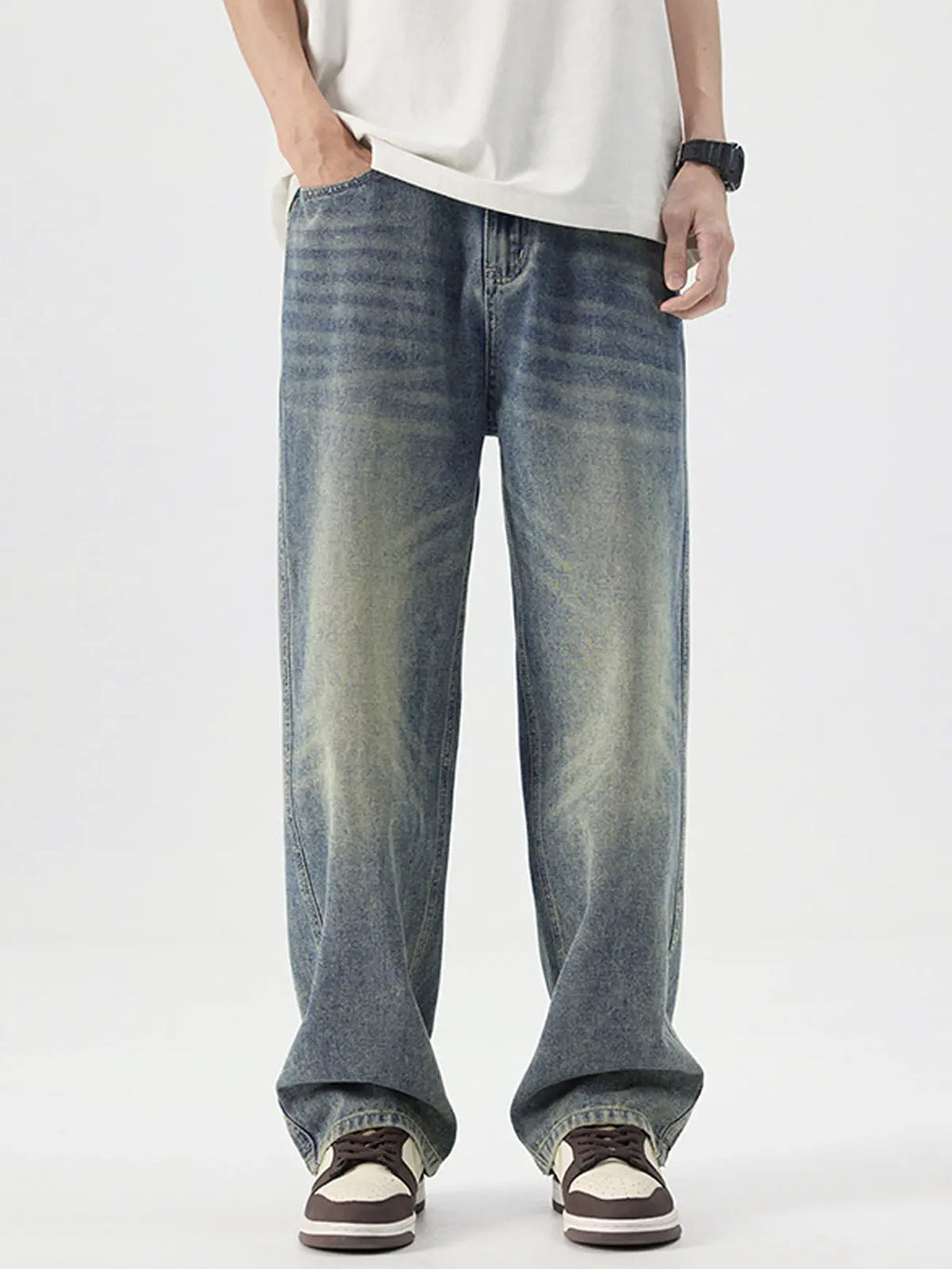 Retro Straight Wash Denim Jeans