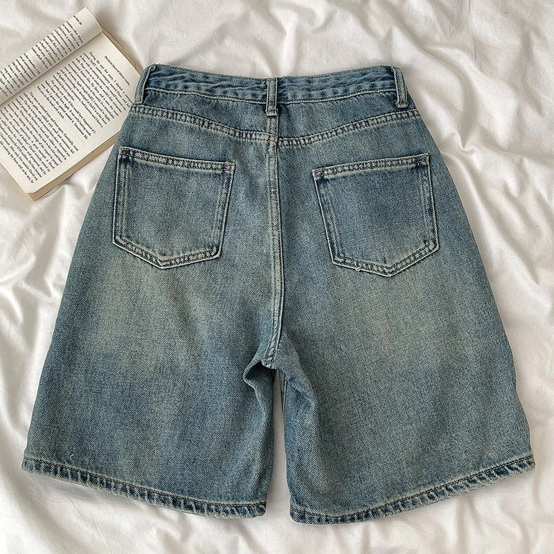 Retro High Waist Denim Shorts