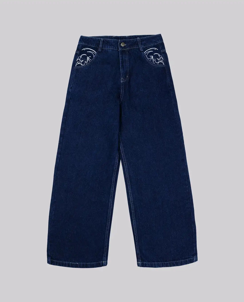 Retro 90s Embroidered Street Jeans