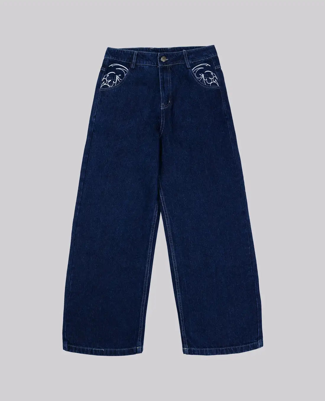 Retro 90s Embroidered Street Jeans