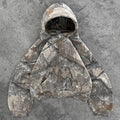 Y2K Camo Print Zip Hoodie