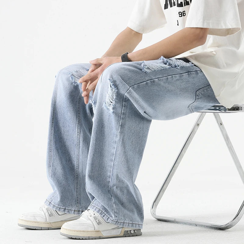 Vintage Ripped Straight Leg Jeans