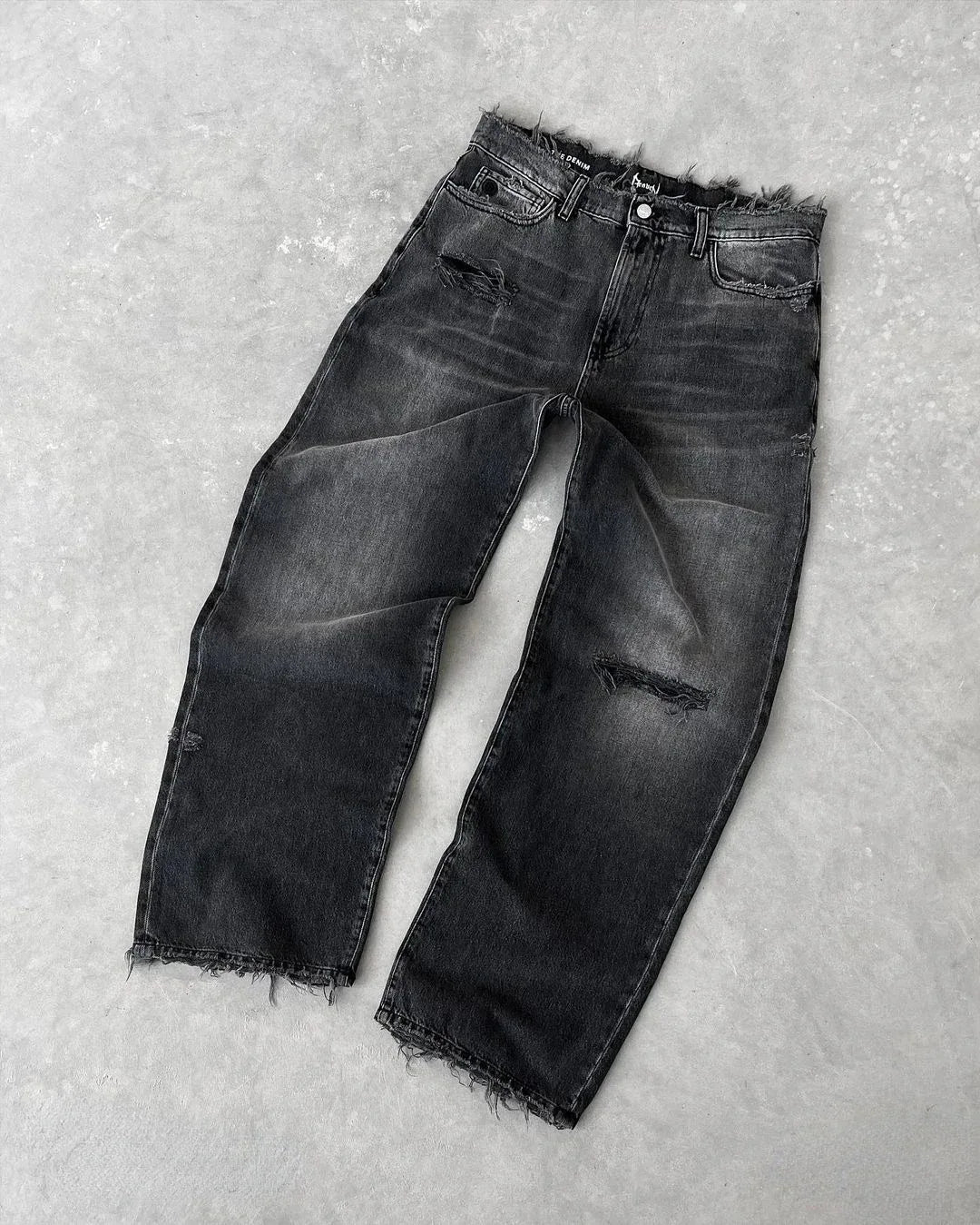 Ripped Straight Wash Jeans