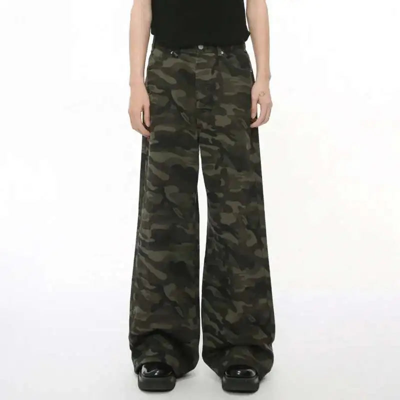 Camo Print Wide Leg Jeans