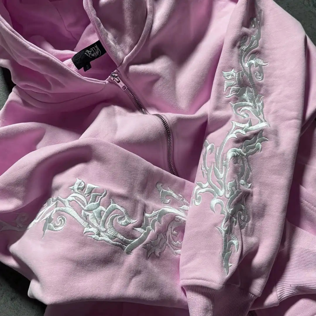 Gothic Rose Vine Embroidered Hoodie
