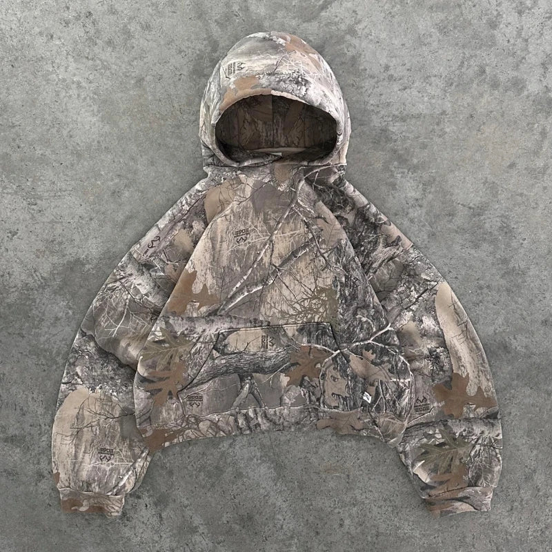Y2K Camo Print Zip Hoodie