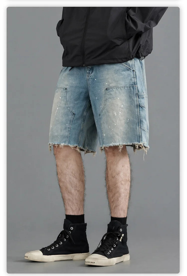 Ink Splash Denim Shorts